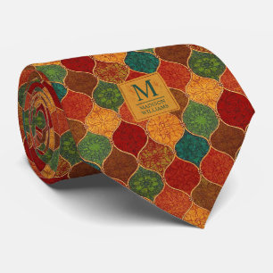 Moroccan Mosaic Geometric Seamless Aztec Pattern Tie