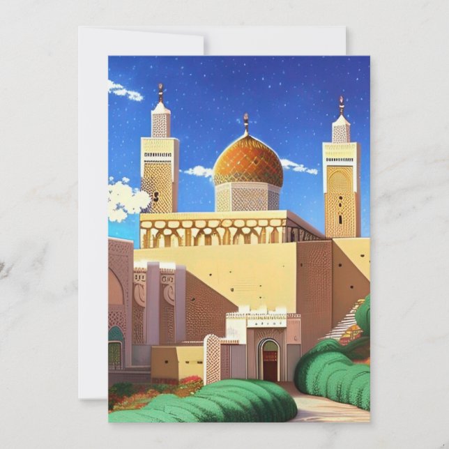 Moroccan mosaic modern art Eid Mubarak Invitation (Front)