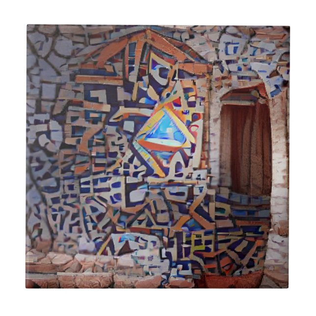 Moroccan mosaic pattern geometric art tile (Front)