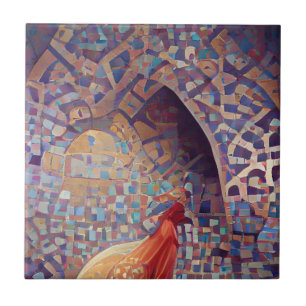 Moroccan mosaic purple lavender geometric art tile