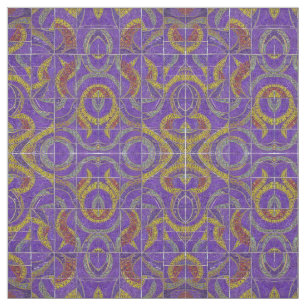 Moroccan mosaic purple red turquoise gold fabric