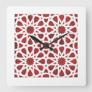 Moroccan mosaic red red clock