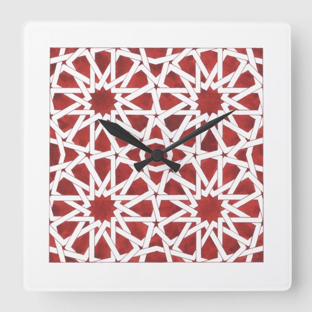 Moroccan mosaic red red clock (Front)