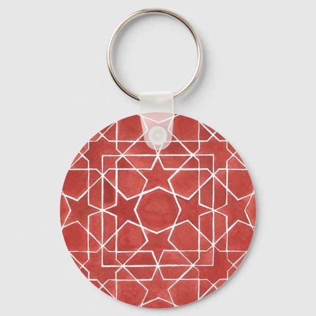 Moroccan mosaic red ROSETTE Key Ring (Front)