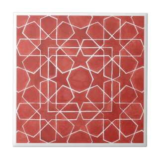 Moroccan mosaic red ROSETTE Tile