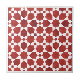 Moroccan mosaic red ROSETTE Tile