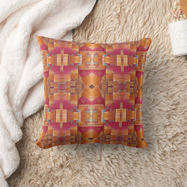 Moroccan mosaic rose gold abstract geometric art cushion (Blanket)