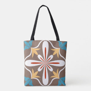 Moroccan Mosaic Tile Elegant & Chic Floral Design Tote Bag