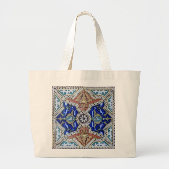 Moroccan mosaic tile photograph -  large tote bag (Front)