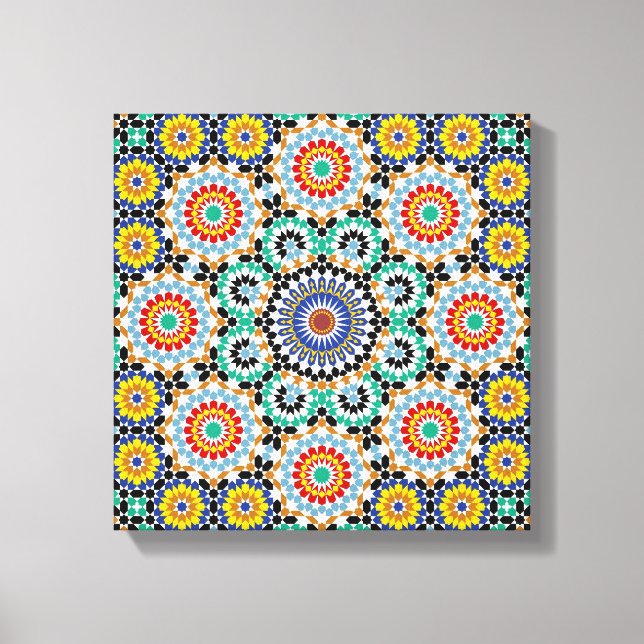 Moroccan Mosaic Traditional Boho Pattern Canvas Print (Front)