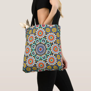 Moroccan Mosaic Traditional Boho Pattern Tote Bag