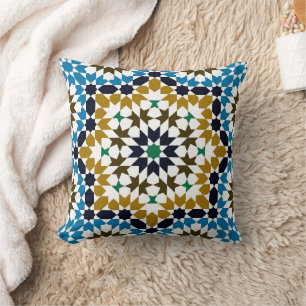Moroccan Mosaic Traditional Geometric Boho Pattern Cushion