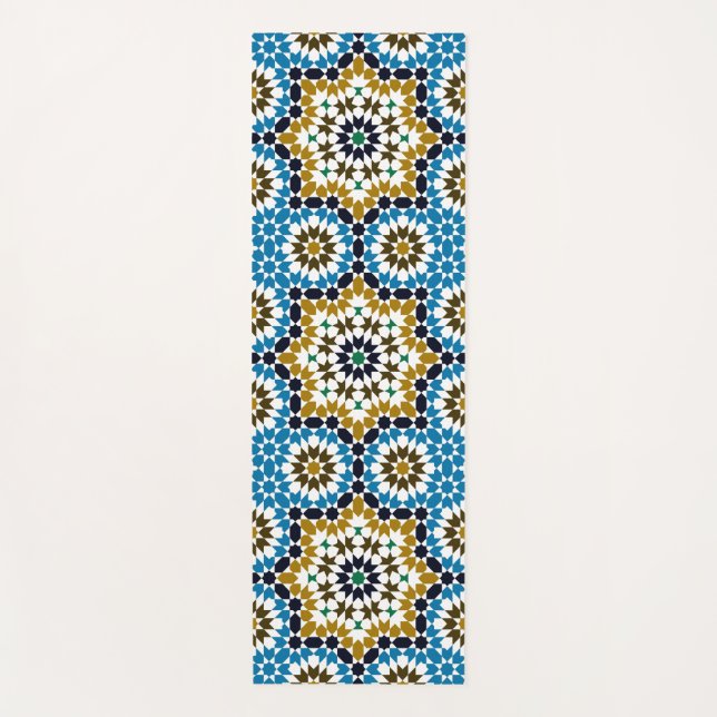 Moroccan Mosaic Traditional Geometric Boho Pattern Yoga Mat (Front)
