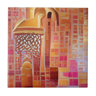 Moroccan mosaic wall rose gold geometric art  tile