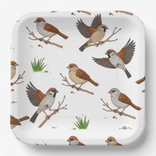 Moroccan Motif of Bruges Birds Paper Plate