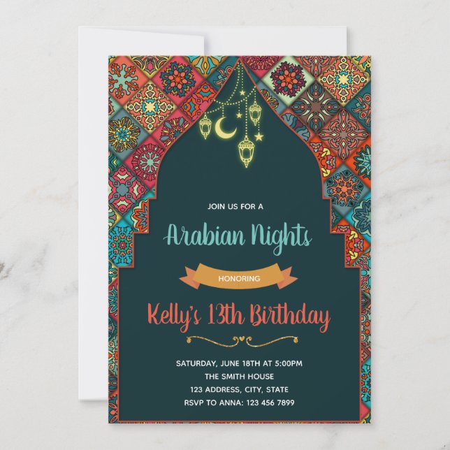 Moroccan night party invitation (Front)