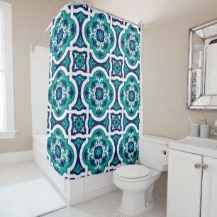 Moroccan Oasis Mosaic for Luxury Mediterranean Shower Curtain