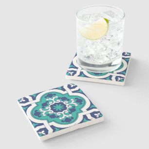Moroccan Oasis Mosaic for Luxury Mediterranean Stone Coaster