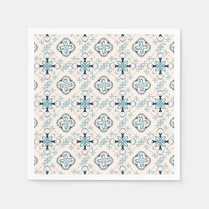 Moroccan ornaments blue cream ethnic stylish East Napkin
