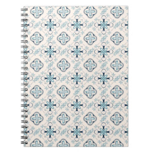 Moroccan ornaments blue cream ethnic stylish East Notebook