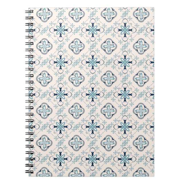 Moroccan ornaments blue cream ethnic stylish East Notebook (Front)