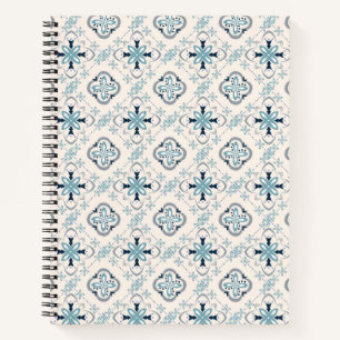 Moroccan ornaments blue cream ethnic stylish East Notebook