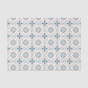 Moroccan ornaments blue cream ethnic stylish East Tissue Paper