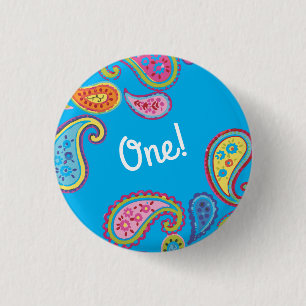 Moroccan Paisley Boho Kids Birthday Party 3 Cm Round Badge