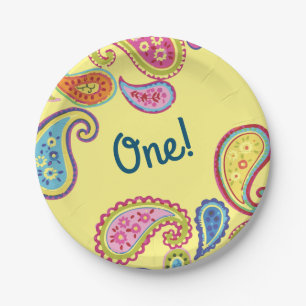 Moroccan Paisley Boho Kids Birthday Party Paper Plate