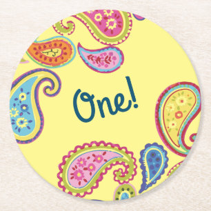 Moroccan Paisley Cute Boho Birthday Party Round Paper Coaster