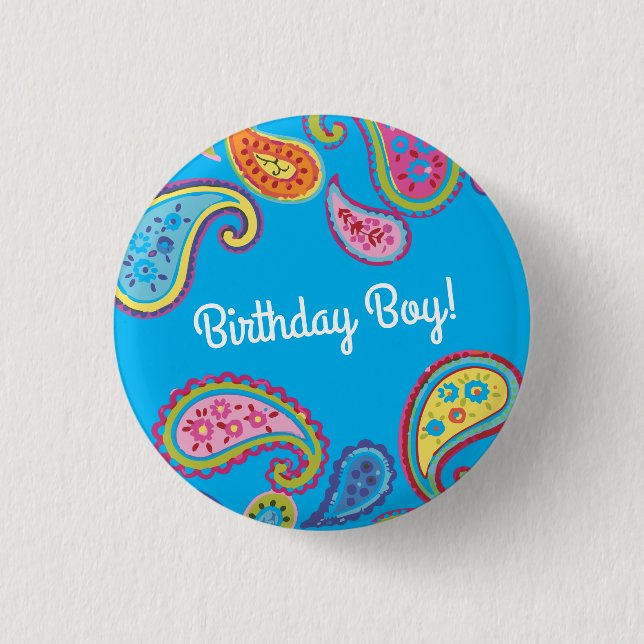 Moroccan Paisley Cute Colourful Birthday Party 3 Cm Round Badge (Front)