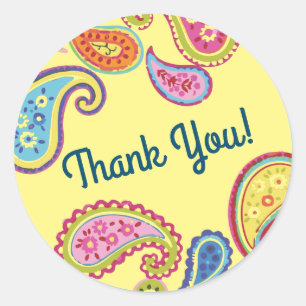 Moroccan Paisley Cute Colourful Birthday Party Classic Round Sticker