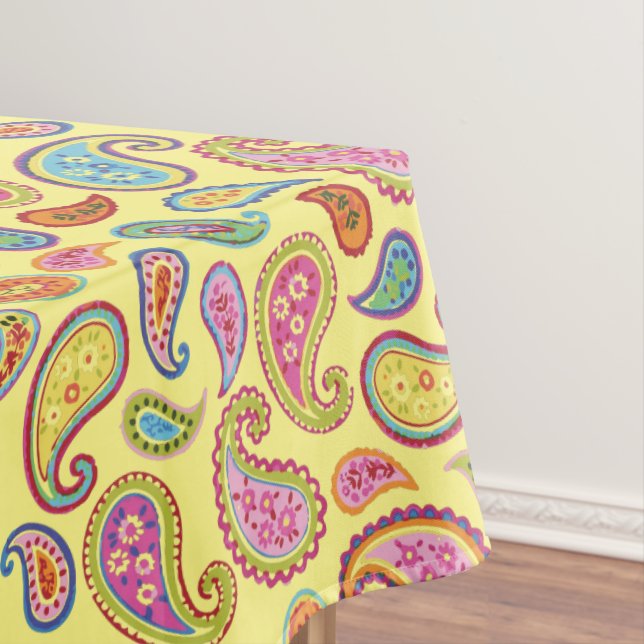Moroccan Paisley Cute Colourful Birthday Party Tablecloth (In Situ)