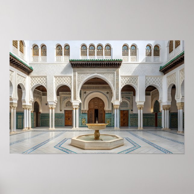 Moroccan Palace Courtyard with Fountain Poster (Front)