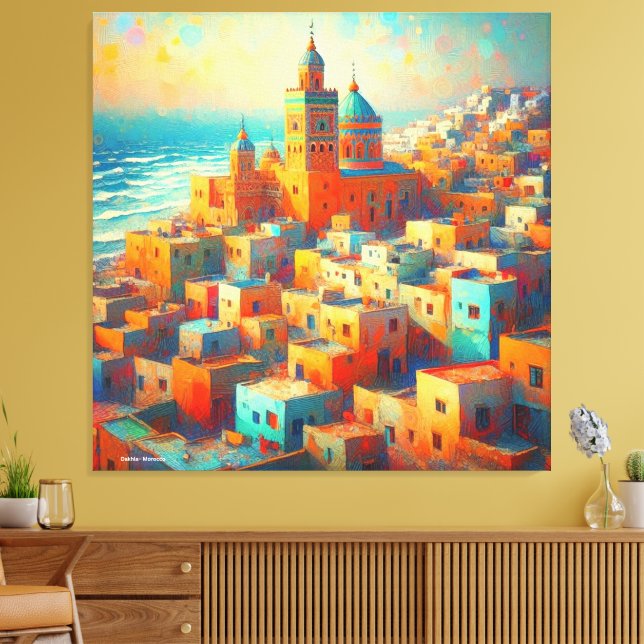 Moroccan Paradise by the Sea-Dakhl Canvas Print (Insitu(LivingRoom))