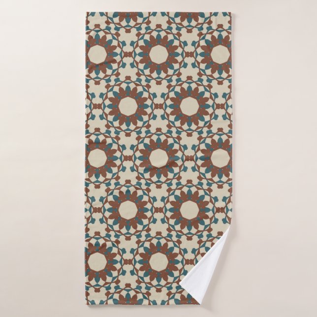 Moroccan pattern (brown and blue)  bath towel (Bath Towel)