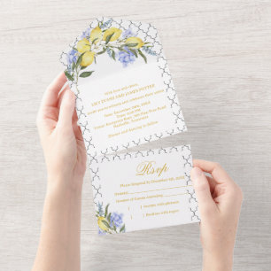 Moroccan Pattern Mediterranean Lemon Wedding  All In One Invitation