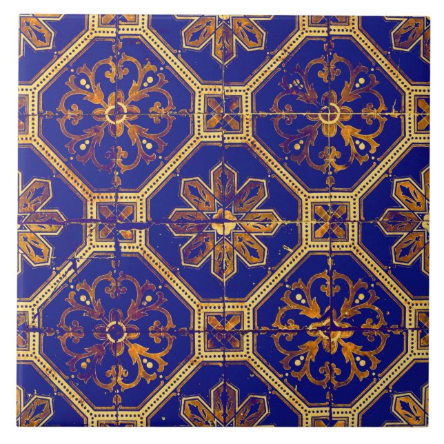Moroccan Pattern Purple and Orange Tile (Front)