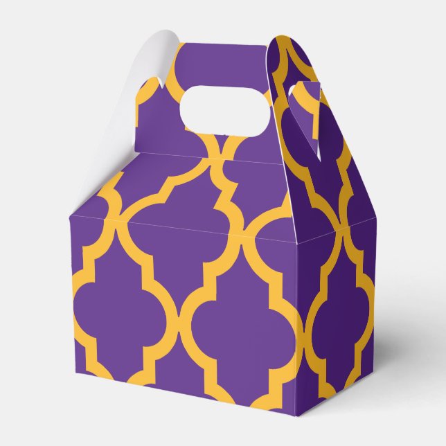 Moroccan Pattern: Purple & Gold Favour Box (Front Side)