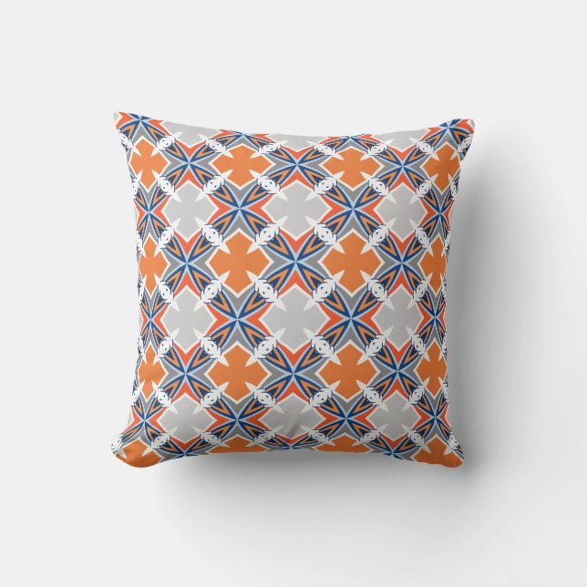 Moroccan Pattern Tangelo Cobalt Blue Throw Pillow (Front)