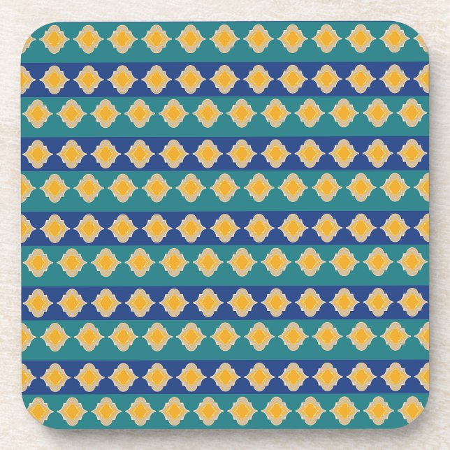 Moroccan peacock hues  coaster (Front)