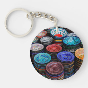 Moroccan Plates At Market Key Ring