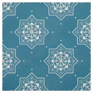 Moroccan Portuguese Blue Azulejos Tile Pattern Fabric