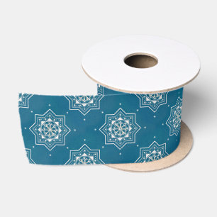 Moroccan Portuguese Blue Azulejos Tile Pattern Satin Ribbon