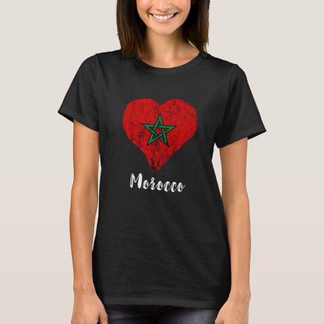 Moroccan Pride Morocco Heart Moroccan Roots Morocc T-Shirt (Front)