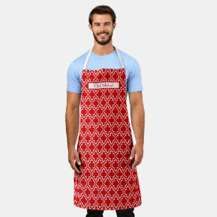Moroccan Quatrefoil #7 DIY Colours White Red SV Apron