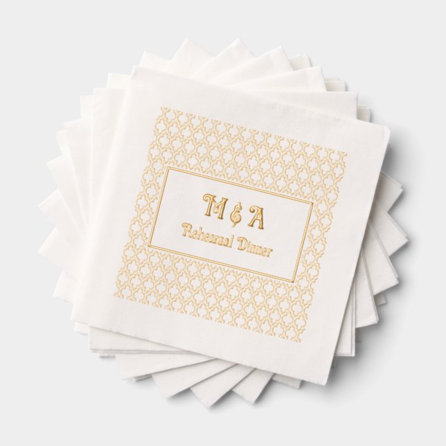 Moroccan Quatrefoil Any Occasion Rehearsal Dinner Foil Napkins (Insitu (Stacked))