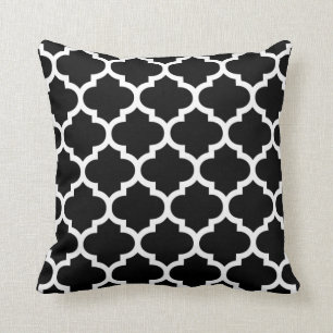 Moroccan Quatrefoil Black and White Pillow