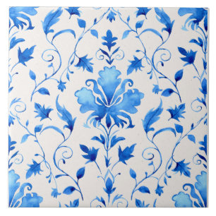 Moroccan Quatrefoil Blue and White Marble  Tile