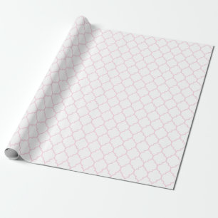 Moroccan Quatrefoil Light Pink on White Wrapping Paper